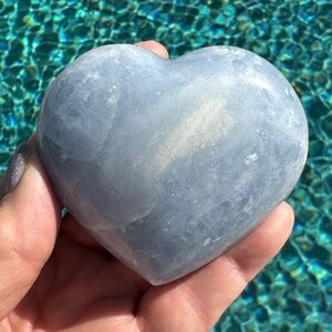 blue calcite heart - 8.2 oz, 3x3x1.25"